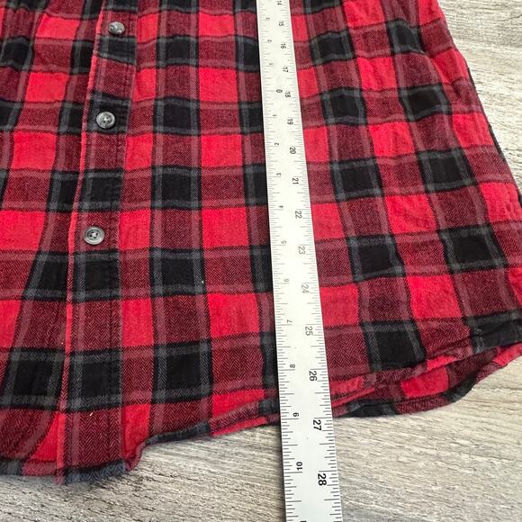 Eddie Bauer Red Black Buffalo Plaid Mens L Cotton Button Up Flannel Button Shirt - Picture 7 of 10